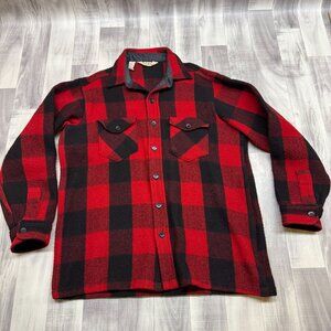 ✅Mens XL VTG LL Bean Red/Black Buffalo Check Plaid Wool Shirt Jacket Shacket